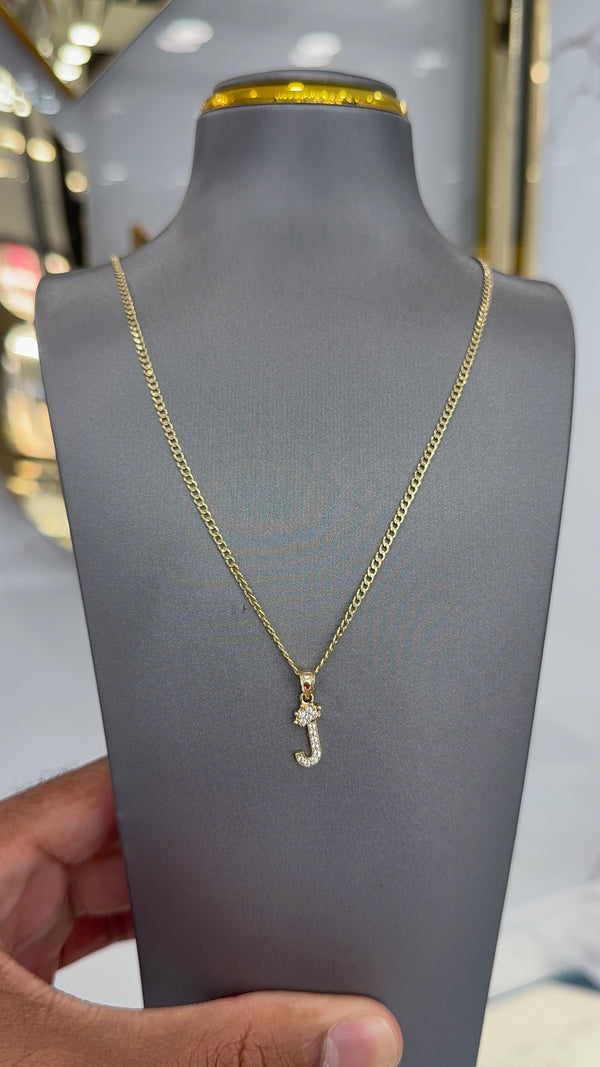 Cuban chain and initial pendant J
