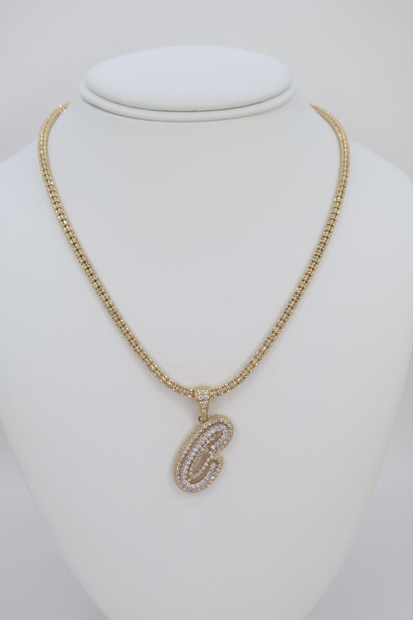 Lady's 14k Initial C /w Moon Ice Chain