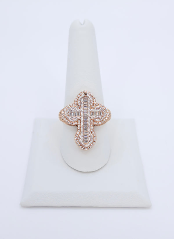 14k Cross Ring in Rose Gold for Men