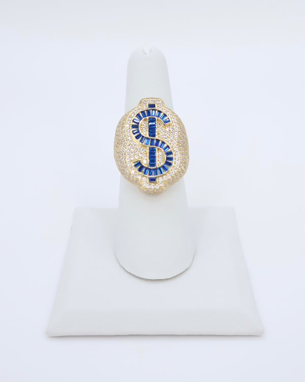 14k Blue Money CZ Men's Ring