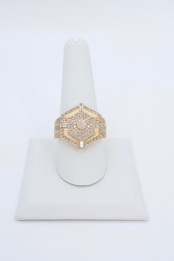 14k Men Rings CZ Yellow Gold