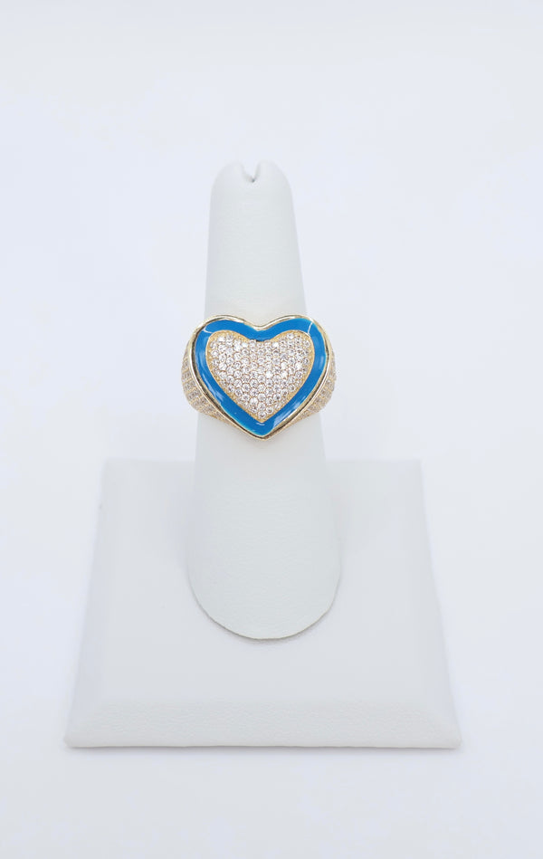 14K Blue Heart CZ Women’s Ring