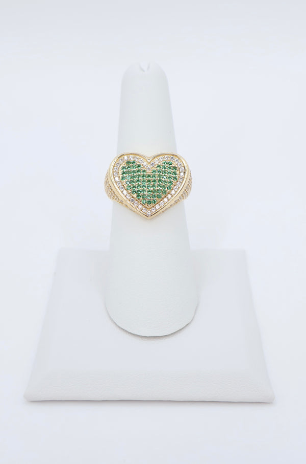 14K Green Heart Women’s CZ Ring