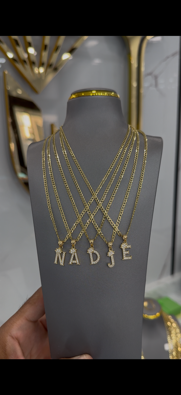 Solid Cuban chain/ initials