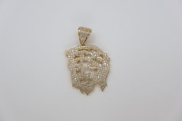 14k Jesus Piece Pendant with cubic zirconia (CZ)